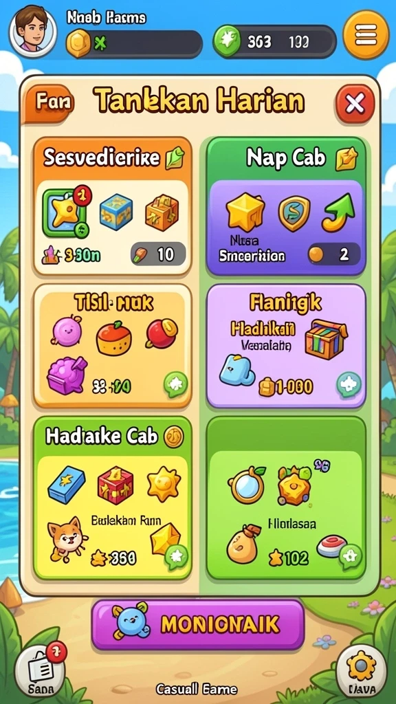 Leaderboard yang menunjukkan peringkat pemain.